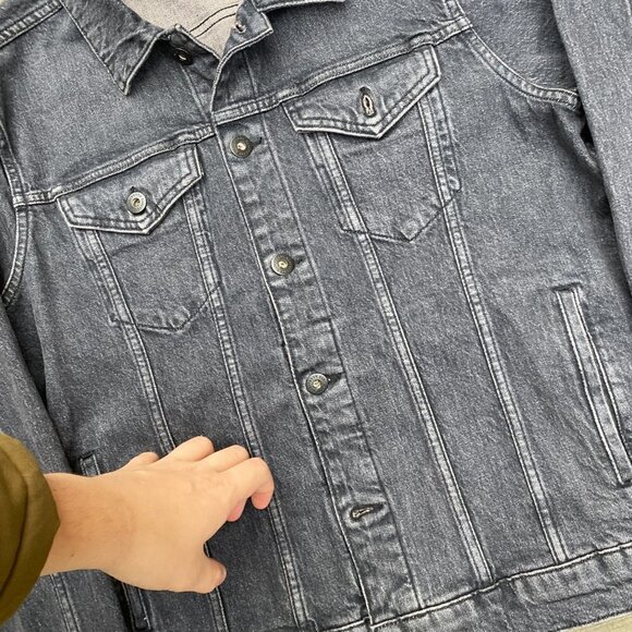 Allsaints Sheba Denim Jacket Large Gray - Picture 9 of 10